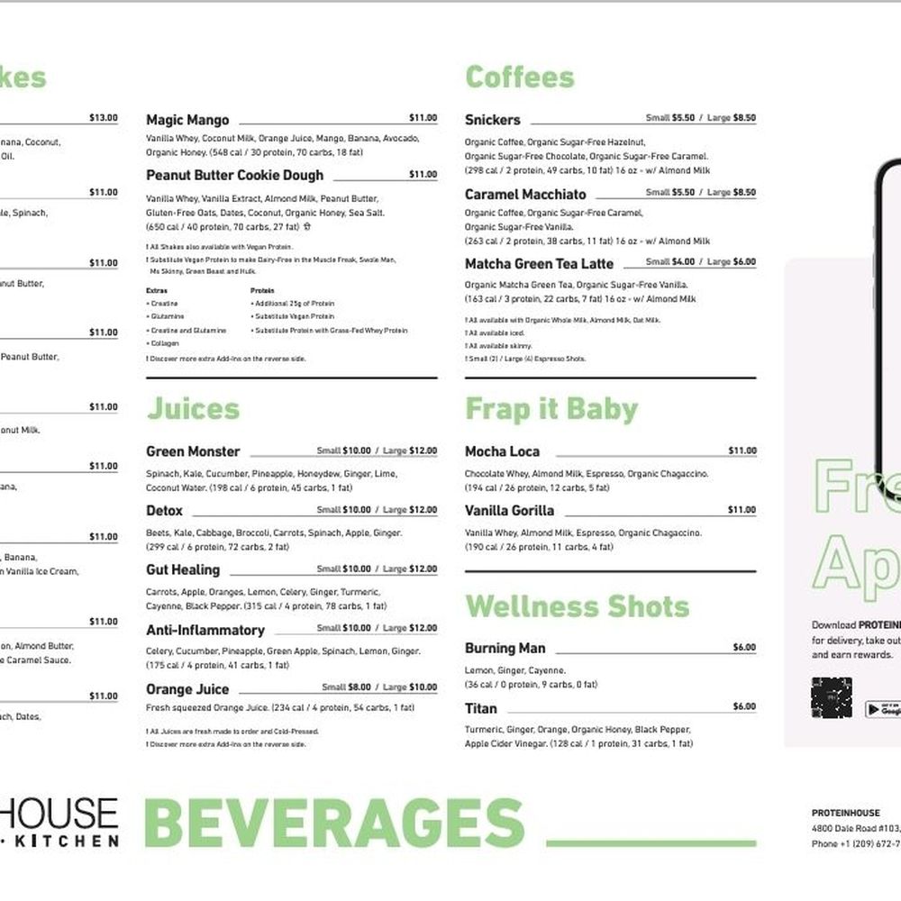 PROTEINHOUSE - Beverages Menu - Juice Bars & Smoothies Near Me - Modesto, California PROTEINHOUSE - Beverages Menu - Juice Bars & Smoothies Near Me - Modesto, California