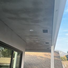 Patio ceiling with freshly installed stucco. Patio ceiling with freshly installed stucco.