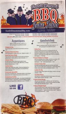 Menu photo 5 Foothill Momma's BBQ Juke Joint Lexington, VA