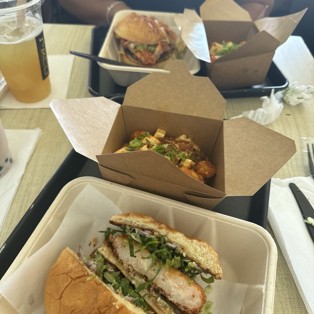 Bopomofo Cafe - honey walnut shrimp and spicy Taiwanese chicken sandwich combos (with mapo tofu tater tots) - Bubble Tea Near Me - San Gabriel, California Bopomofo Cafe - honey walnut shrimp and spicy Taiwanese chicken sandwich combos (with mapo tofu tater tots) - Bubble Tea Near Me - San Gabriel, California