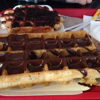 Waffle Factory - The big one is thee best! Dark Chocolate belgium waffle. Yum!! My husb hated his, the other sauce on the other type of waffle. - Waffles Near Me - Brussels, BRU Waffle Factory - The big one is thee best! Dark Chocolate belgium waffle. Yum!! My husb hated his, the other sauce on the other type of waffle. - Waffles Near Me - Brussels, BRU