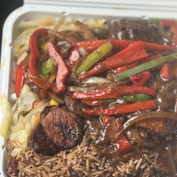 Da Jerk House - Jerk Salmon with rice and peas and cabbage - Caribbean Near Me - Morningside, Maryland Da Jerk House - Jerk Salmon with rice and peas and cabbage - Caribbean Near Me - Morningside, Maryland