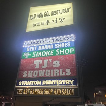 TJ's Showgirls Theater - Sign - Strip Clubs Near Me - Stanton, California