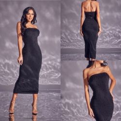 Epiphany Hair Fashion - Strapless rhinestone and pearl dress