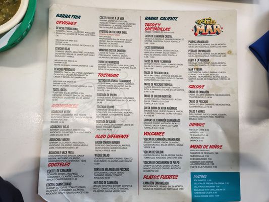 Menu photo 1 A Toda Mar Horizon City, TX Menu photo 1 A Toda Mar Horizon City, TX