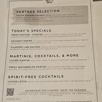 Bonefish Grill - Menu page 1 - Seafood Near Me - Atlanta, Georgia