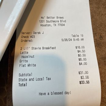 Mo' Brunch & Brews - Transparency. Where else can 2 adults grab delicious breakfast with two fancy coffees for less than $40? - Breakfast & Brunch Near Me - Houston, Texas Mo' Brunch & Brews - Transparency. Where else can 2 adults grab delicious breakfast with two fancy coffees for less than $40? - Breakfast & Brunch Near Me - Houston, Texas
