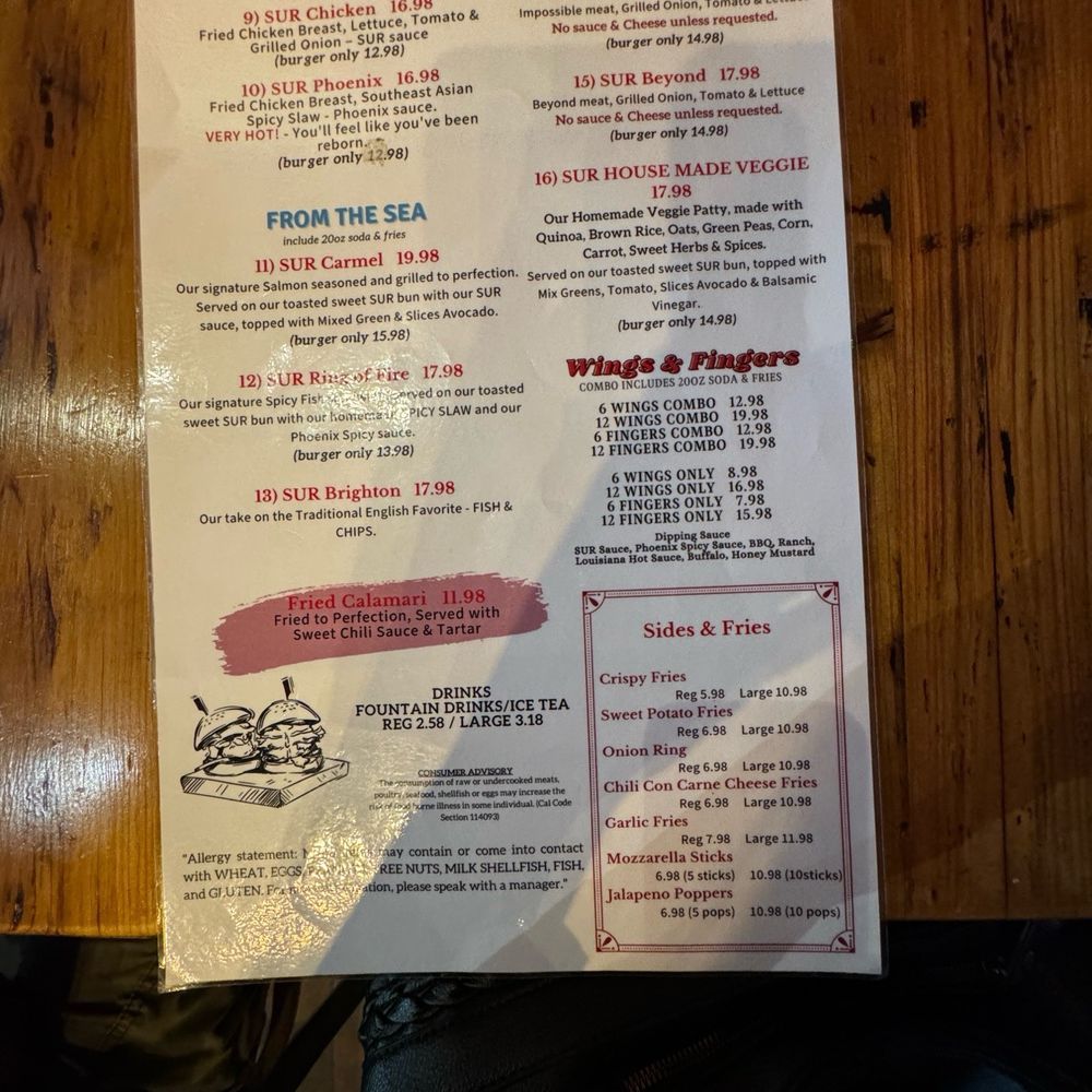 Sur Burger - Menu - Burgers Near Me - Monterey, California
