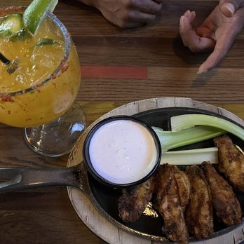 Nacho Daddy - Spicy (5) count wings, celery sticks, homemade ranch dressing, and my Spicy Cucumber drink. - New American Near Me - Las Vegas, Nevada Nacho Daddy - Spicy (5) count wings, celery sticks, homemade ranch dressing, and my Spicy Cucumber drink. - New American Near Me - Las Vegas, Nevada