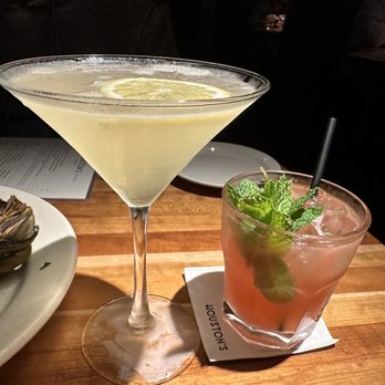 Houston's Restaurant - Bee's knee and some other tequila-based drink.  Also w grilled artichoke. - New American Near Me - Irvine, California