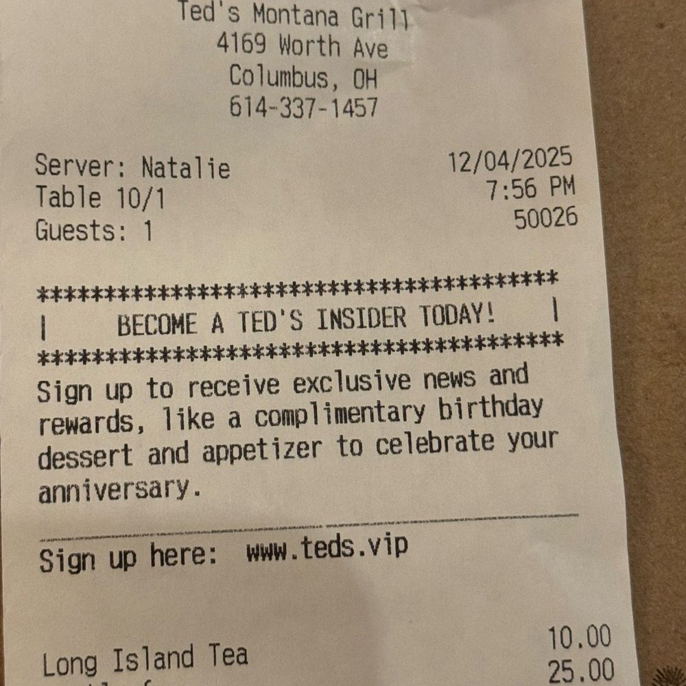 Ted's Montana Grill - Good price for dinner. - American Near Me - Columbus, Ohio Ted's Montana Grill - Good price for dinner. - American Near Me - Columbus, Ohio