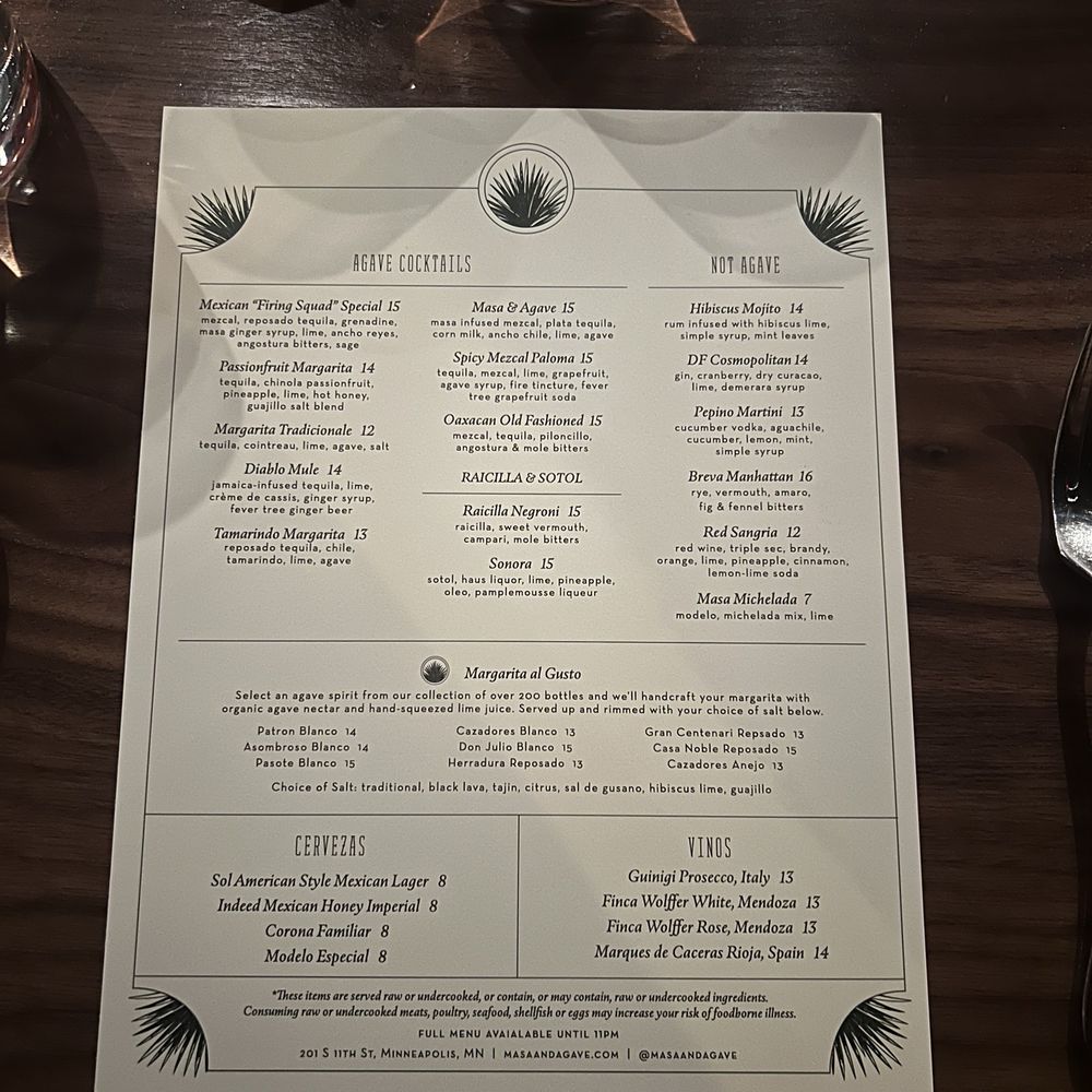 Masa & Agave - Menu - Mexican Near Me - Minneapolis, Minnesota Masa & Agave - Menu - Mexican Near Me - Minneapolis, Minnesota