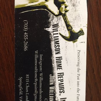 Williamson Home Repair - a business card on a table - Painters Near Me - Springfield, Virginia Williamson Home Repair - a business card on a table - Painters Near Me - Springfield, Virginia