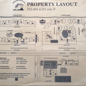 Outer Banks Beach Club - Here is the property map. It shows beach club 1 & 2. - Resorts Near Me - Kill Devil Hills, North Carolina Outer Banks Beach Club - Here is the property map. It shows beach club 1 & 2. - Resorts Near Me - Kill Devil Hills, North Carolina