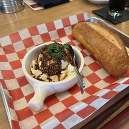 Hot honey whipped ricotta and bread snack Hot honey whipped ricotta and bread snack