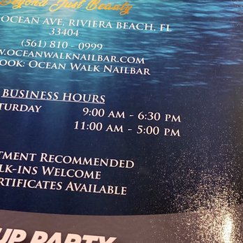Ocean Walk Nailbar - Menu with hours of operation - Nail Salons Near Me - singer island, Florida Ocean Walk Nailbar - Menu with hours of operation - Nail Salons Near Me - singer island, Florida