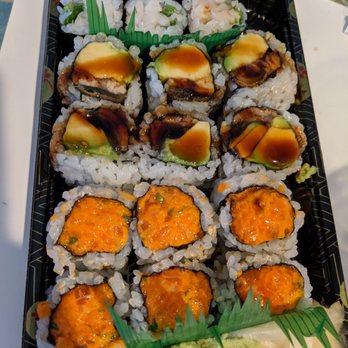 Sushi Ren - Spicy salmon, eel avocado, white tuna scallion. Stuffed with fish and so fresh. Not pictured is their deliiiissshhhh miso soup - Japanese Near Me - New York, New York Sushi Ren - Spicy salmon, eel avocado, white tuna scallion. Stuffed with fish and so fresh. Not pictured is their deliiiissshhhh miso soup - Japanese Near Me - New York, New York
