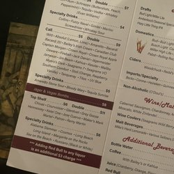 Menu: liquors and Mixes
