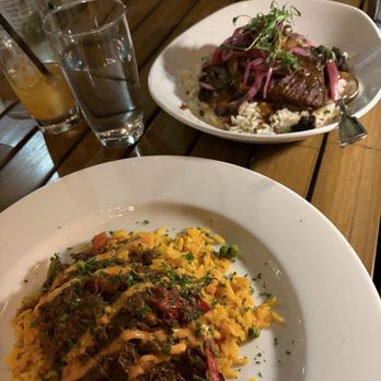 La Bodeguita Del Medio - Front to back: Arroz con Pollo, Pork Masitas - Cuban Near Me - Palo Alto, California La Bodeguita Del Medio - Front to back: Arroz con Pollo, Pork Masitas - Cuban Near Me - Palo Alto, California