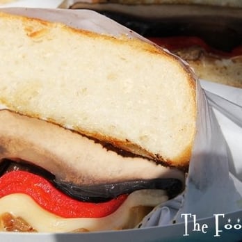 Pranzo Truck - portabello mushroom with fresh mozzarella, red pepper, mayo on ciabatta - Sandwiches Near Me Pranzo Truck - portabello mushroom with fresh mozzarella, red pepper, mayo on ciabatta - Sandwiches Near Me