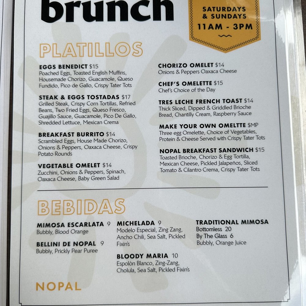 Nopal - January 2023 Brunch menu - Mexican Near Me - Gainesville, Florida Nopal - January 2023 Brunch menu - Mexican Near Me - Gainesville, Florida