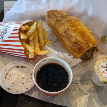 Portillo's Ft. Wayne - Regular beef dry with gravy on the side, small fries, giardinara sauce - Hot Dogs Near Me - Fort Wayne, Indiana