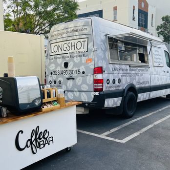 Longshot Coffee - A double set up including a coffee truck and mobile coffee cart serving the crew at production. - Caterers Near Me Longshot Coffee - A double set up including a coffee truck and mobile coffee cart serving the crew at production. - Caterers Near Me