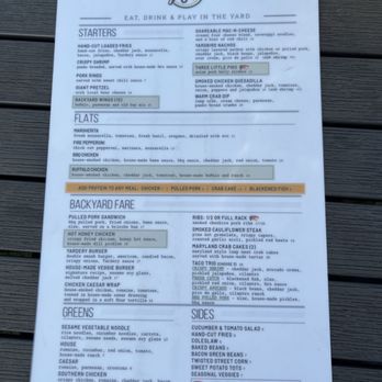 The Yardery - Menu - American Near Me - Sanford, Florida The Yardery - Menu - American Near Me - Sanford, Florida
