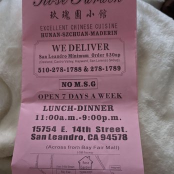 Rose Garden - Menu June 2022 - Chinese Near Me - San Leandro, California Rose Garden - Menu June 2022 - Chinese Near Me - San Leandro, California