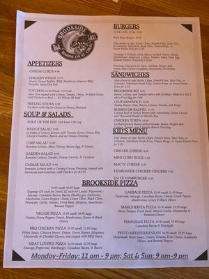 Menu photo 5 Brookside Bar & Grill Marine St Croix, MN