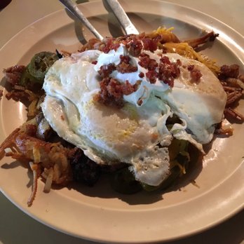 KD's Diner - The Rafferty: a super mound of hash browns, meats, eggs, with sour cream and jalapeño peppers. - Coffee & Tea Near Me - Lake Charles, Louisiana