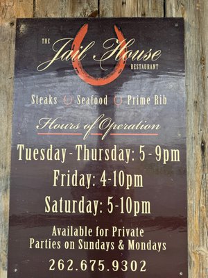 Menu photo 1 Jail House Restaurant West Bend, WI