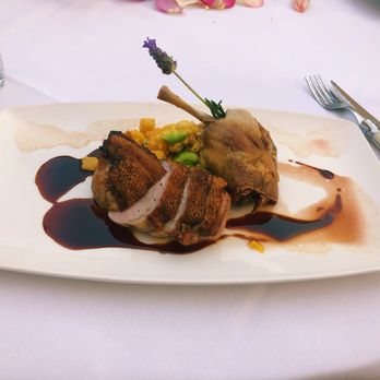 Bouchon - Maple-Glazed California Duck Breast & Confit of Thigh (Medium) - French Near Me - Santa Barbara, California Bouchon - Maple-Glazed California Duck Breast & Confit of Thigh (Medium) - French Near Me - Santa Barbara, California