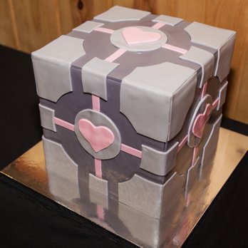 Chubby Cheek Cakes - Portal Companion Cube wedding cake! - Desserts Near Me
