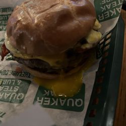 Quaker Steak & Lube - Hangover Burger sub American for pepper jack with Loaded French Fries 3/5 stars