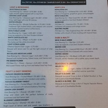 Huss Brewing - Downtown PHX Brewpub + TO GO - Beer menu. - Breweries Near Me - Phoenix, Arizona Huss Brewing - Downtown PHX Brewpub + TO GO - Beer menu. - Breweries Near Me - Phoenix, Arizona