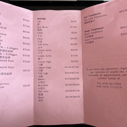 Urban Beauty Skin Care - Skincare Menu