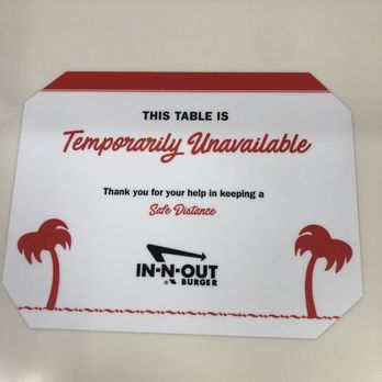 In-N-Out Burger - Covid-19 Safety Measures: blocked tables to create physical distance between customers - Fast Food Near Me - Phoenix, Arizona In-N-Out Burger - Covid-19 Safety Measures: blocked tables to create physical distance between customers - Fast Food Near Me - Phoenix, Arizona