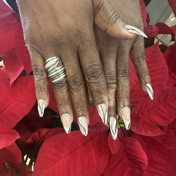 Lancaster Nail Bar - Black, white silver nails with designs - Nail Salons Near Me - Lancaster, Texas