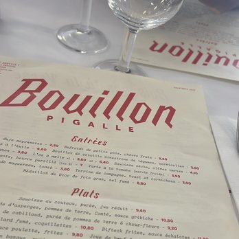 Bouillon Pigalle - Menu - French Near Me - Paris, 75 Bouillon Pigalle - Menu - French Near Me - Paris, 75