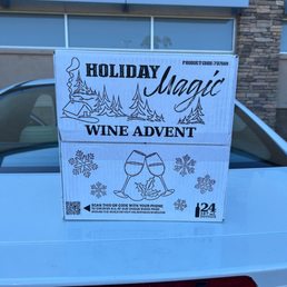 The front of the wine advent calendar box where I would've opened it prior to trying to return it less than 24 hrs later.