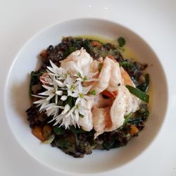 Le Poème - Éventails de crevettes risotto