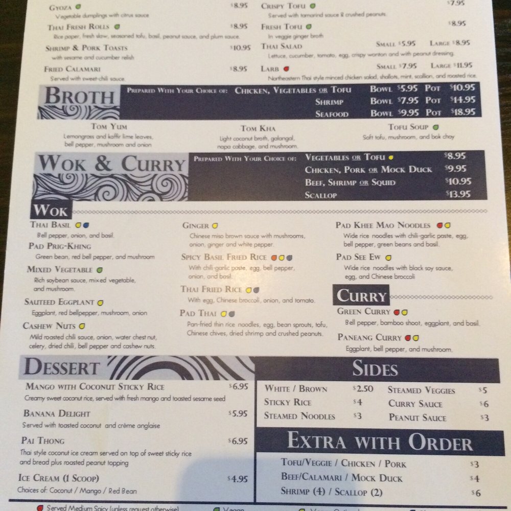 Similan Thai Restaurant - Lunch menu. - Thai Near Me - Solana Beach, California