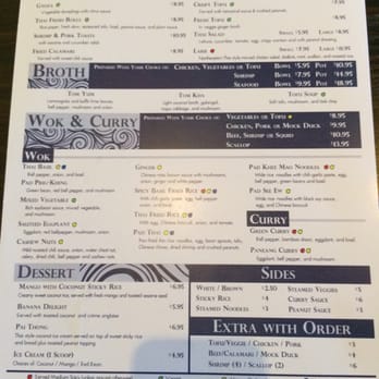 Similan Thai Restaurant - Lunch menu. - Thai Near Me - Solana Beach, California