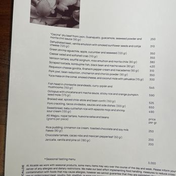 Alcalde - The menu on 22 Jul 2025.  It changes regularly.  Don't rely on any menu you find online, just go and taste what he is offering that day! - Mexican Near Me - Guadalajara, JAL