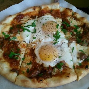 Pizzetta 211 - farm egg, kasseri cheese, braised ox tail, tomato, onion - Pizza Near Me - San Francisco, California Pizzetta 211 - farm egg, kasseri cheese, braised ox tail, tomato, onion - Pizza Near Me - San Francisco, California