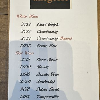 Allegorie - Tasting menu - Wine Tasting Room Near Me - Murphys, California