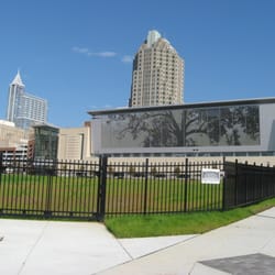 Fences Unlimited - Commercial aluminum fence around the Raleigh Amphitheater, downtown Raleigh, NC.
