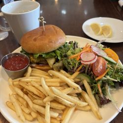 Boy With a Knife Grill - Bacon cheddar cheeseburger with half order of fries and salad