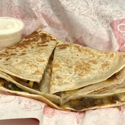 Quesada Burritos & Tacos - Beef barbacoa quesadilla